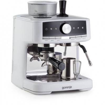 Кавоварка Gorenje ріжкова 2.5л, кавомолка 0,25л, капучинатор, кнопочне керування, білий