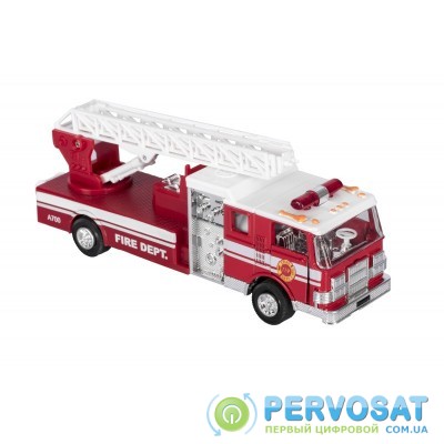 goki Машинка металлическая Пожарная машина с лестницей (красная)