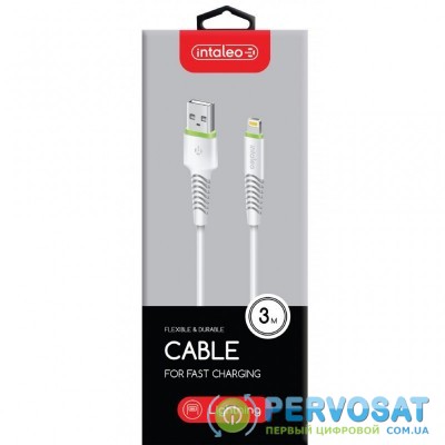Дата кабель USB 2.0 AM to Lightning 3.0m CBFLEXL3 white Intaleo (1283126487507)