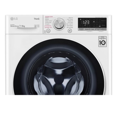 Прально-сушильна машина LG F2V5HG0W, 7кг (4кг), 1200, В, Пара, глибина 45см, Дисплей, Білий