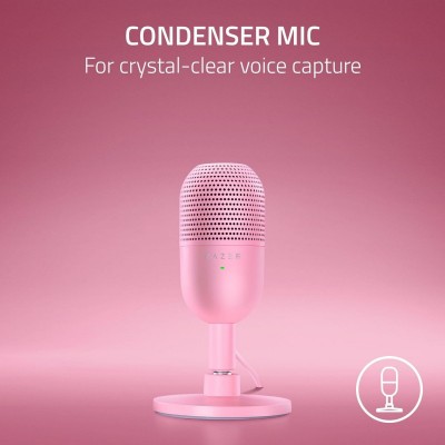 Мікрофон геймінговий Razer Seiren V3 Mini, Omni, USB-A, 1.2м, quartz