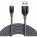 Дата кабель USB 2.0 AM to Lightning 3.0m V2 Powerline+ Space Gray Anker (A8123HA1)