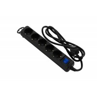 Подовжувач мережевий 2E 1.5м, 5xТипF, 16A, чорний