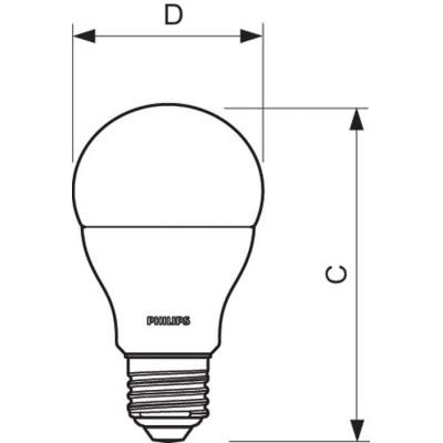 Лампочка PHILIPS Bulb E27 7-60W 230V 3000K A60/PF (929001162107)