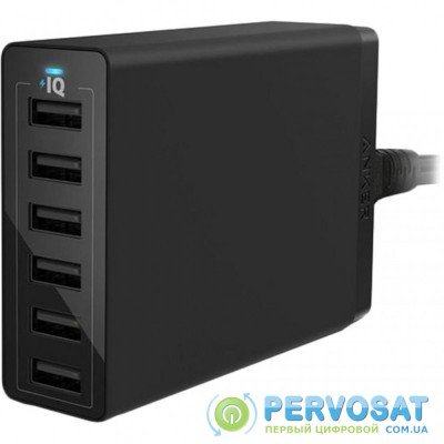 Зарядное устройство Anker PowerPort 6 - 60W 6-port USB Power IQ V3 (Black) (A2123L12)