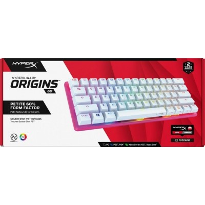 Клавіатура механічна HyperX Alloy Origins 60, 61key, Red, USB-A, ENG/RU, RGB, рожевий