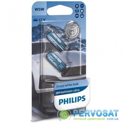 Лампочка Philips W5W WhiteVision Ultra, 2шт/блістер