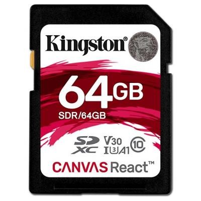 Карта памяти Kingston 64GB SDXC class 10 UHS-1 U3 (SDR/64GB)