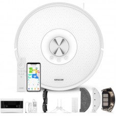 Робот-пилосос Sencor, 400Вт, h=9.8см, вологе прибирання, конт пил -0.45л, вода -0.24л, автон. робота до 120хв, вага-2,5кг, НЕРА, білий Робот-пилосос Sencor, 400Вт, h=9.8см, вологе прибирання, конт пил -0.45л, вода -0.24л, автон. робота до 120хв, вага-2,5кг, НЕРА, білий