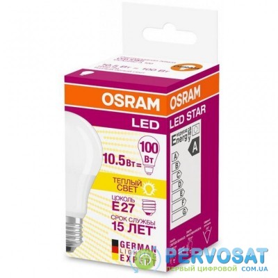 Лампочка OSRAM LED STAR A100 10,5W (1055lm) 2700К 220V Е27 (4058075480001)