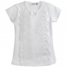 Кофта Matilda з мереживом з коротким рукавом (10497-164G-white) Кофта Matilda з мереживом з коротким рукавом (10497-164G-white)