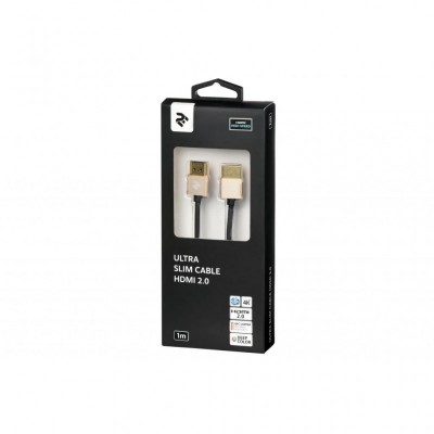 Кабель мультимедийный HDMI to HDMI 1.0m Gen2 Ultra Slim cable 2E (2E-W9668G-1M)