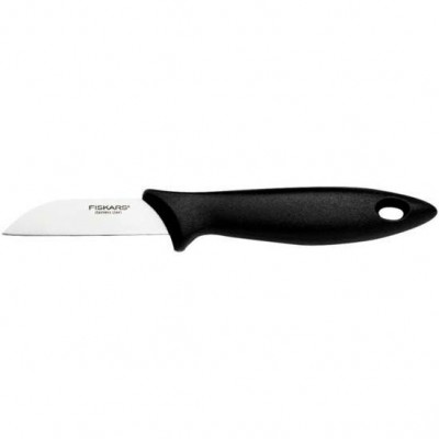 Кухонний ніж для овочів Fiskars Essential, 7см, нержавіюча сталь, пластик, чорний