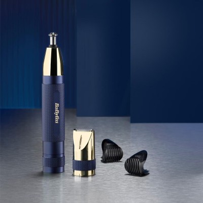 Тример Babyliss, для брів, вусів, носа та вух, 1хАА, насадок-3, чохол, сталь, синій
