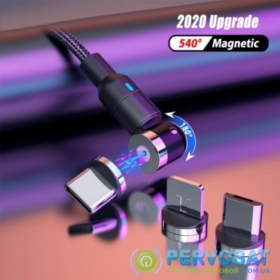Дата кабель USB 2.0 AM to Lightning + Micro 5P + Type-C 1.0m Magneto 540 XoKo (SC-390MGNT-BK)
