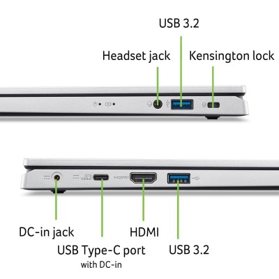 Ноутбук Acer Extensa EX215-34 15.6&quot; FHD IPS, Intel i3-N305, 16GB, F512GB, UMA, Lin, сріблястий