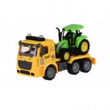 Машинка інерційна Same Toy Truck Тягач із трактором світло, звук, жовтий