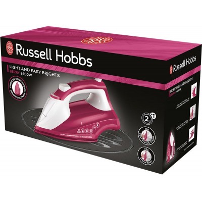 Праска Russell Hobbs Light &amp; Easy Brights Berry, 2600Вт, 240мл, паровий удар -115гр, постійна пара - 35гр, керам. підошва, малиновий