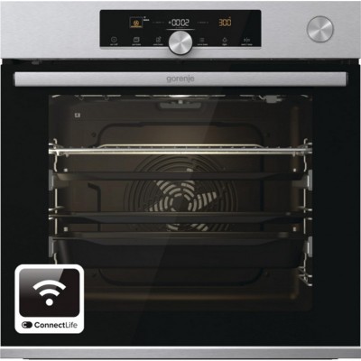 Духова шафа Gorenje електрична, 77л, A+, TouchFree, пара, дисплей, Wi-Fi керування, піроліз, готув. на різн рівнях, нерж
