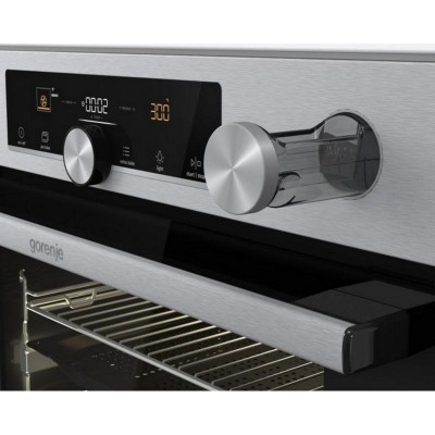 Духова шафа Gorenje електрична, 77л, A+, TouchFree, пара, дисплей, Wi-Fi керування, піроліз, готув. на різн рівнях, нерж