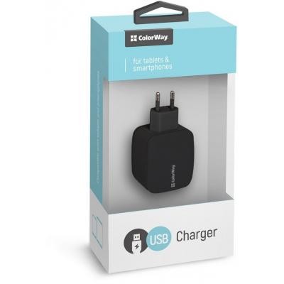 Зарядний пристрій ColorWay 1USB 1A black (CW-CHS001-BK)