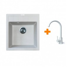 Набір кухонна Adamant Brick, штучний камінь, квадрат, без крила, 460x515x200мм, чаша - 1, врізна, Old stone + змішувач Набір кухонна Adamant Brick, штучний камінь, квадрат, без крила, 460x515x200мм, чаша - 1, врізна, Old stone + змішувач