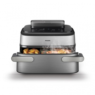 Мультипіч Philips Ovi Dual SteamFry 2750Вт, чаша-3+6л, сенсорне управл., 8 авто. програм,  пластик/метал, сірий