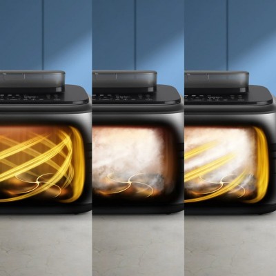 Мультипіч Philips Ovi Dual SteamFry 2750Вт, чаша-3+6л, сенсорне управл., 8 авто. програм,  пластик/метал, сірий