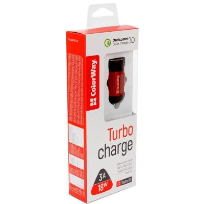 Зарядное устройство ColorWay 1USB Quick Charge 3.0 (18W) red (CW-CHA012Q-RD)