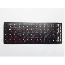 Наклейка на клавіатуру Alsoft непрозора EN/RU (11x13мм) чорна (кирилиця червона) textured (A43979)