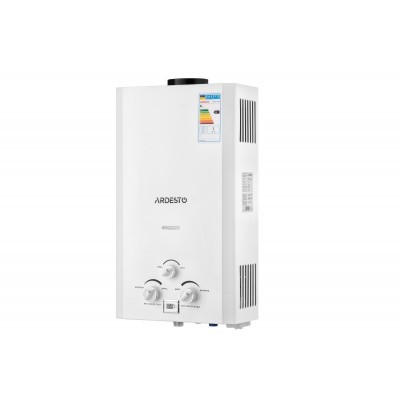 Газова колонка Ardesto X1, 10 л/хв., 20 кВт, розпалювання від батарейок, дисплей, білий