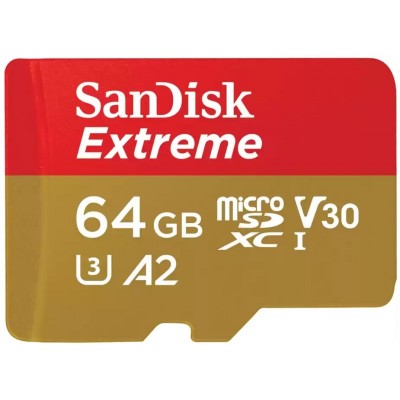 Карта пам'яті SanDisk microSD 64GB C10 UHS-I U3 R170/W80MB/s Extreme V30