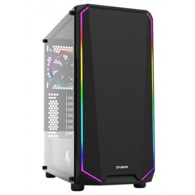 Корпус Zalman K1 Rev.B, MidT,2xUSB2.0,2xUSB3.0, 1x120ARGB, 1x120,скло(бічна панель),безБЖ,чорний