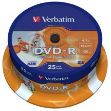 Диск DVD Verbatim 4.7Gb 16X CakeBox 25шт Printable (43538) Диск DVD Verbatim 4.7Gb 16X CakeBox 25шт Printable (43538)