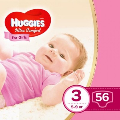 Подгузник Huggies Ultra Comfort 3 Jumbo для девочек (5-9 кг) 56 шт (5029053565354)