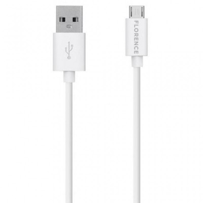 Зарядний пристрій Florence 1USB 1A + microUSB cable white (FL-1000-WM)