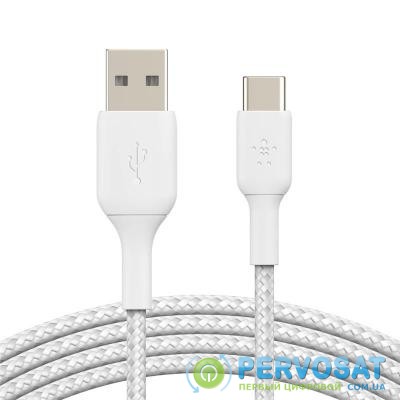 Дата кабель USB 2.0 AM to Type-C 0.15m BRAIDED white Belkin (CAB002BT0MWH)