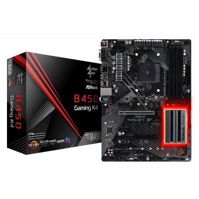Материнcька плата ASRock B450 GAMING K4 sAM4 B450 4xDDR4, M.2, HDMI-DP, ATX