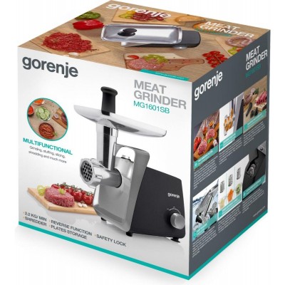 М'ясорубка Gorenje, 1600Вт, 2,2кг/хв, 2 решітки, пластик+метал, чорний
