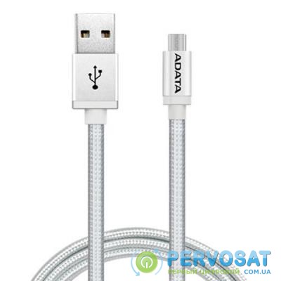 Дата кабель USB 2.0 – Micro USB 1.0m Silver ADATA (AMUCAL-100CMK-CSV)