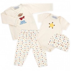 Набір дитячого одягу Luvena Fortuna чоловічок, штанці, кофточка і шапочка (F7762.C.0-3) Набір дитячого одягу Luvena Fortuna чоловічок, штанці, кофточка і шапочка (F7762.C.0-3)