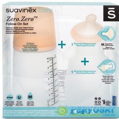 Бутылочка для кормления Suavinex набор антиколиковий ZERO.ZERO 270 мл (306423)
