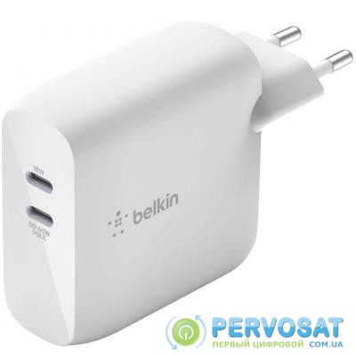 Зарядное устройство Belkin GAN (50+18W) Dual USB-С, white (WCH003VFWH)
