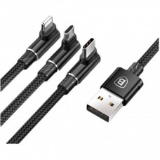 Дата кабель Baseus USB 2.0 AM to Lightning + Micro 5P + Type-C 1.2m MVP 3-in-1 (CAMLT-WZ01) Дата кабель Baseus USB 2.0 AM to Lightning + Micro 5P + Type-C 1.2m MVP 3-in-1 (CAMLT-WZ01)