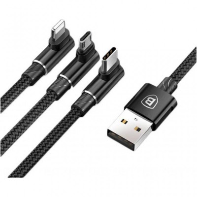 Дата кабель Baseus USB 2.0 AM to Lightning + Micro 5P + Type-C 1.2m MVP 3-in-1 (CAMLT-WZ01)