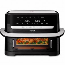 Мультипіч Tefal Dual Easy Fry Flex, 2700Вт, чаша-5.5+3.5л, сенсорне керув., з віконцем, 2 чаши, гриль, пластик, чорний Мультипіч Tefal Dual Easy Fry Flex, 2700Вт, чаша-5.5+3.5л, сенсорне керув., з віконцем, 2 чаши, гриль, пластик, чорний