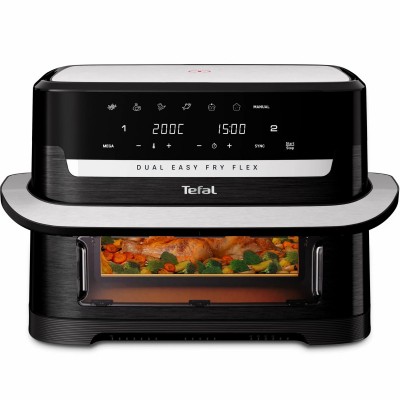Мультипіч Tefal Dual Easy Fry Flex, 2700Вт, чаша-5.5+3.5л, сенсорне керув., з віконцем, 2 чаши, гриль, пластик, чорний