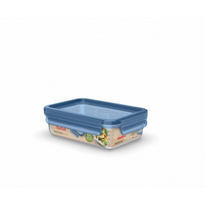Контейнер Tefal Master Seal Eco 0,8л, прямокутний, пластик, прозорий, блакитний