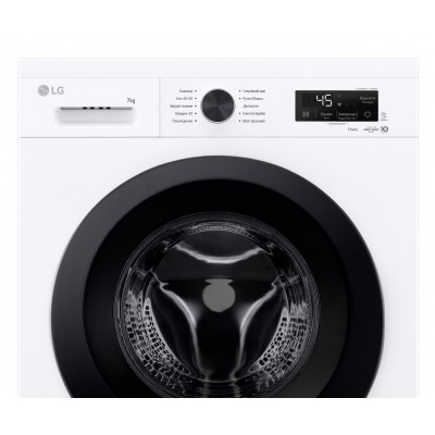 Пральна машина LG фронтальна, 7кг, 1200, A, 44см, дисплей, пара, інвертор, білий