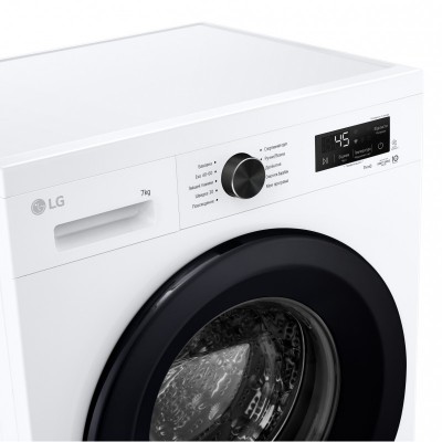 Пральна машина LG фронтальна, 7кг, 1200, A, 44см, дисплей, пара, інвертор, білий